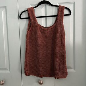 Rico International Womens Knit Tank Top Size 1 Flowers Brown/Rust Cotton
